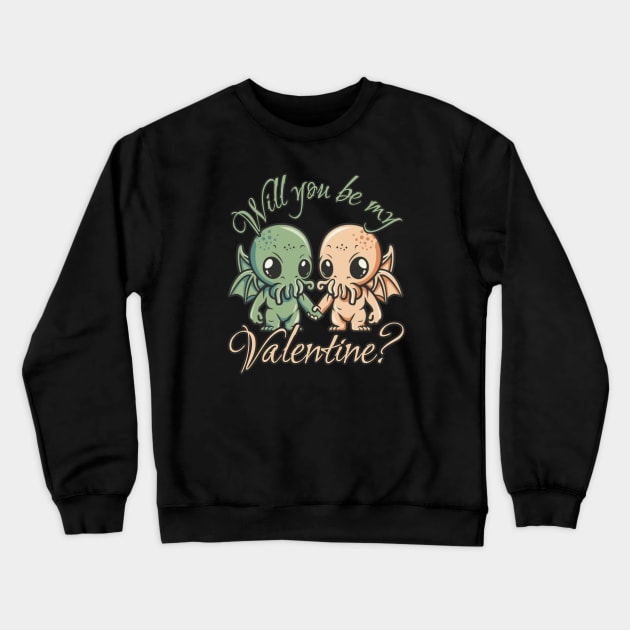 Cthulhus Holding Hands - Valentine Cthulhu #6 Crewneck Sweatshirt by InfinityTone